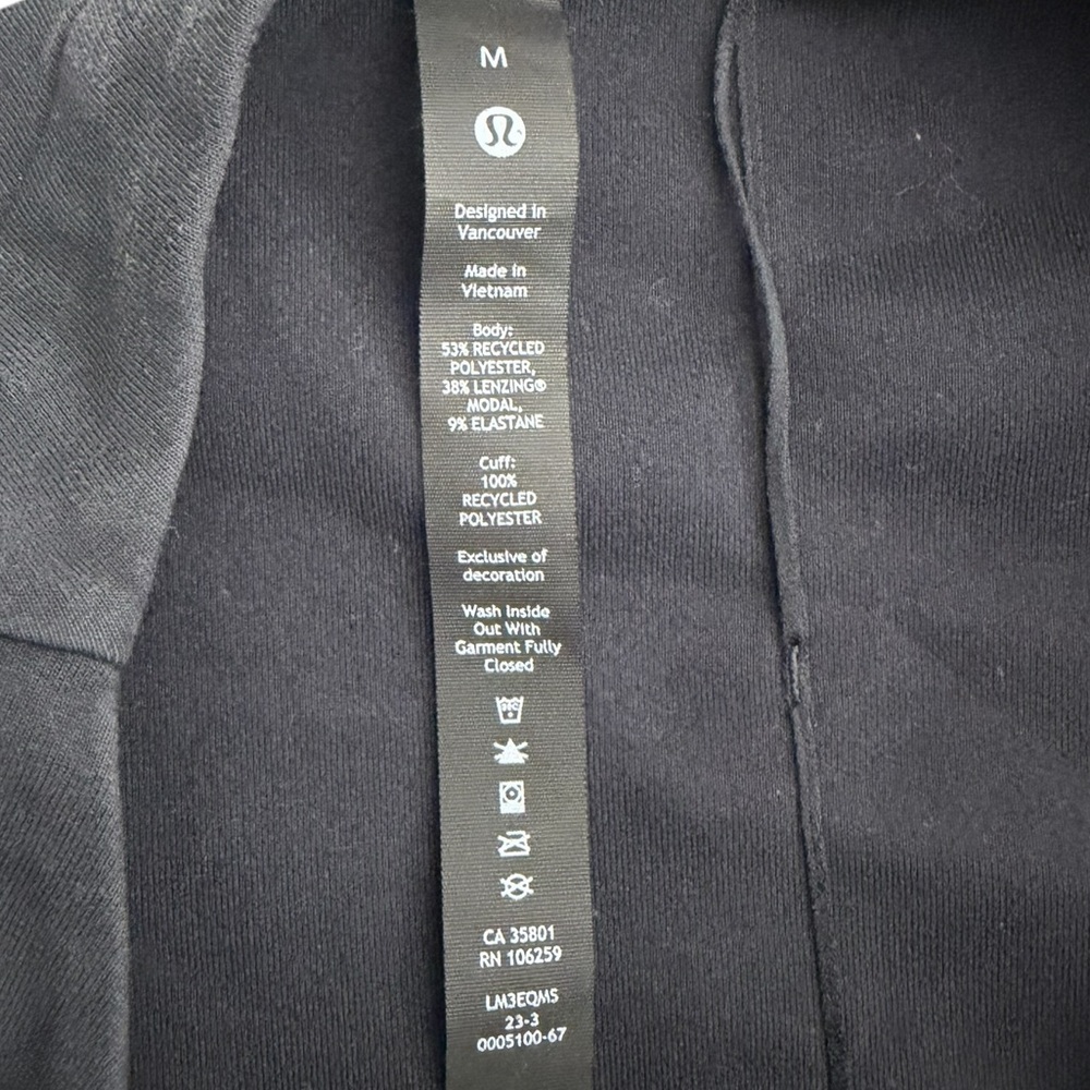 Lululemon Men’s Snap Henley Long Sleeve Shirt Black Size M Minimalist Casual - Picture 4 of 4